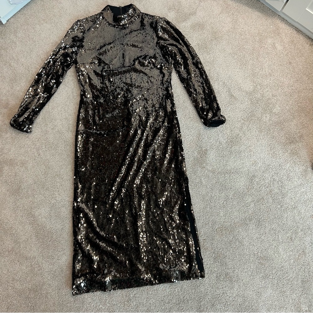 Ted Baker Womens Brookly Sequined Long Cocktail and Party Dress US 6 dark brown - Picture 5 of 15
